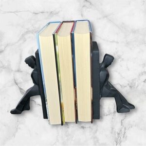 Black Modernist Cubist Style Leaning Men Bookends Chris Collicott Kikkerland